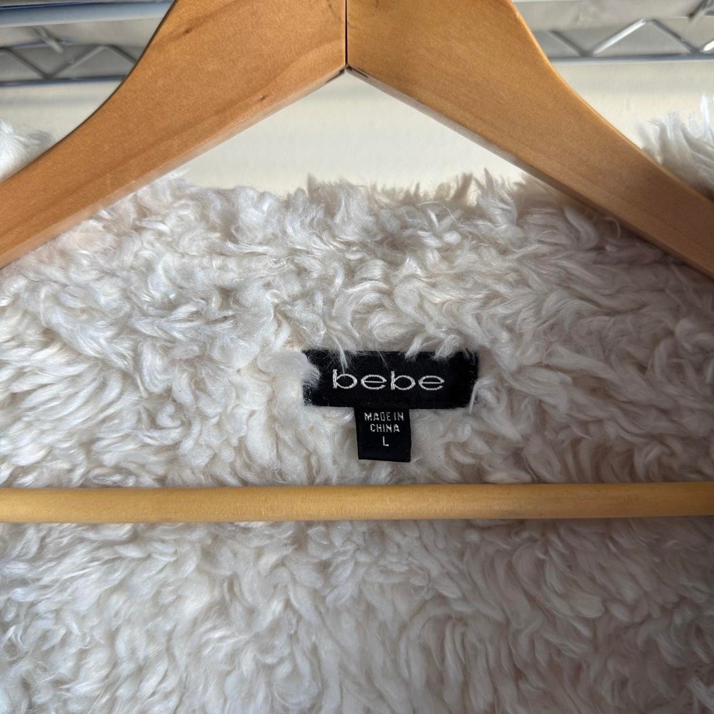 Bebe Cream Faux Shearling Penny Lane Afghan Coat Y2K Boho Corset Back Large - Picture 5 of 8